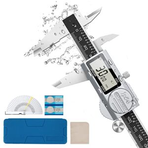 housolution digital caliper, (abs) absolute scale caliper 6", ip54 electronic measuring tool, inch/mm/fraction, auto-off lcd stainless steel waterproof micrometer vernier caliper, with feeler gauges