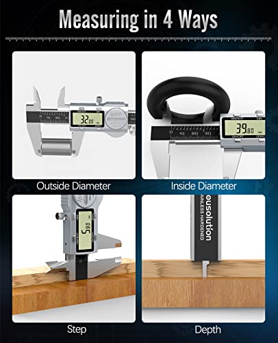 Housolution Digital Caliper, (ABS) Absolute Scale Caliper 6", IP54 Electronic Measuring Tool, Inch/MM/Fraction, Auto-Off LCD Stainless Steel Waterproof Micrometer Vernier Caliper, with Feeler Gauges