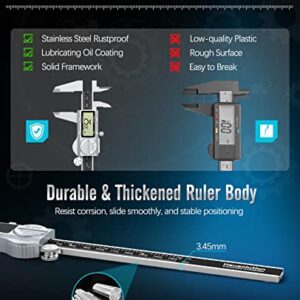 Housolution Digital Caliper, (ABS) Absolute Scale Caliper 6", IP54 Electronic Measuring Tool, Inch/MM/Fraction, Auto-Off LCD Stainless Steel Waterproof Micrometer Vernier Caliper, with Feeler Gauges