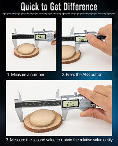 Housolution Digital Caliper, (ABS) Absolute Scale Caliper 6", IP54 Electronic Measuring Tool, Inch/MM/Fraction, Auto-Off LCD Stainless Steel Waterproof Micrometer Vernier Caliper, with Feeler Gauges