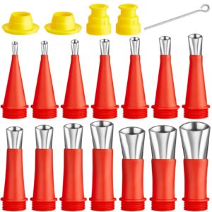 19 pcs caulking finisher kit include 14 pcs reusable stainless steel caulking nozzle applicators with 4 connection bases replacement and 1 glue needle for bathroom kitchen doors windows sink joint