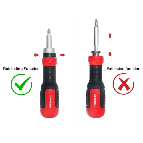 SHARDEN Ratchet Screwdriver 13-in-1 Ratcheting Screwdriver Set Multi Screwdriver Tool All in One with Torx Security, Flat Head, Phillips, Hex, Square and 1/4 Nut Driver