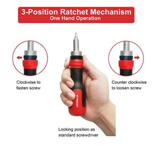 SHARDEN Ratchet Screwdriver 13-in-1 Ratcheting Screwdriver Set Multi Screwdriver Tool All in One with Torx Security, Flat Head, Phillips, Hex, Square and 1/4 Nut Driver