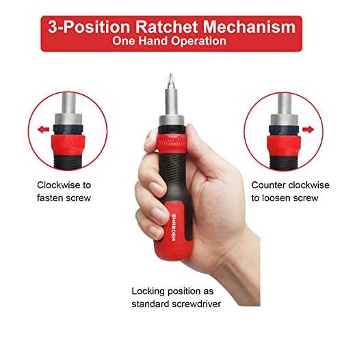 SHARDEN Ratchet Screwdriver 13-in-1 Ratcheting Screwdriver Set Multi Screwdriver Tool All in One with Torx Security, Flat Head, Phillips, Hex, Square and 1/4 Nut Driver