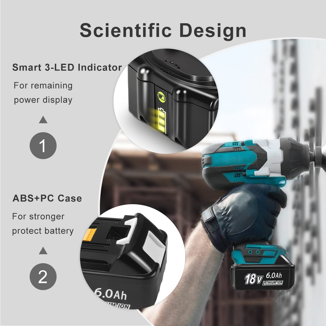 COOMYXIN 2Pack 6.0Ah Replacement for Makita 18V Battery,Compatible with Makita Battery18V BL1850 BL1850B BL1840 BL1840B BL1830 BL1830B BL1815B of 6000mAh Capacity