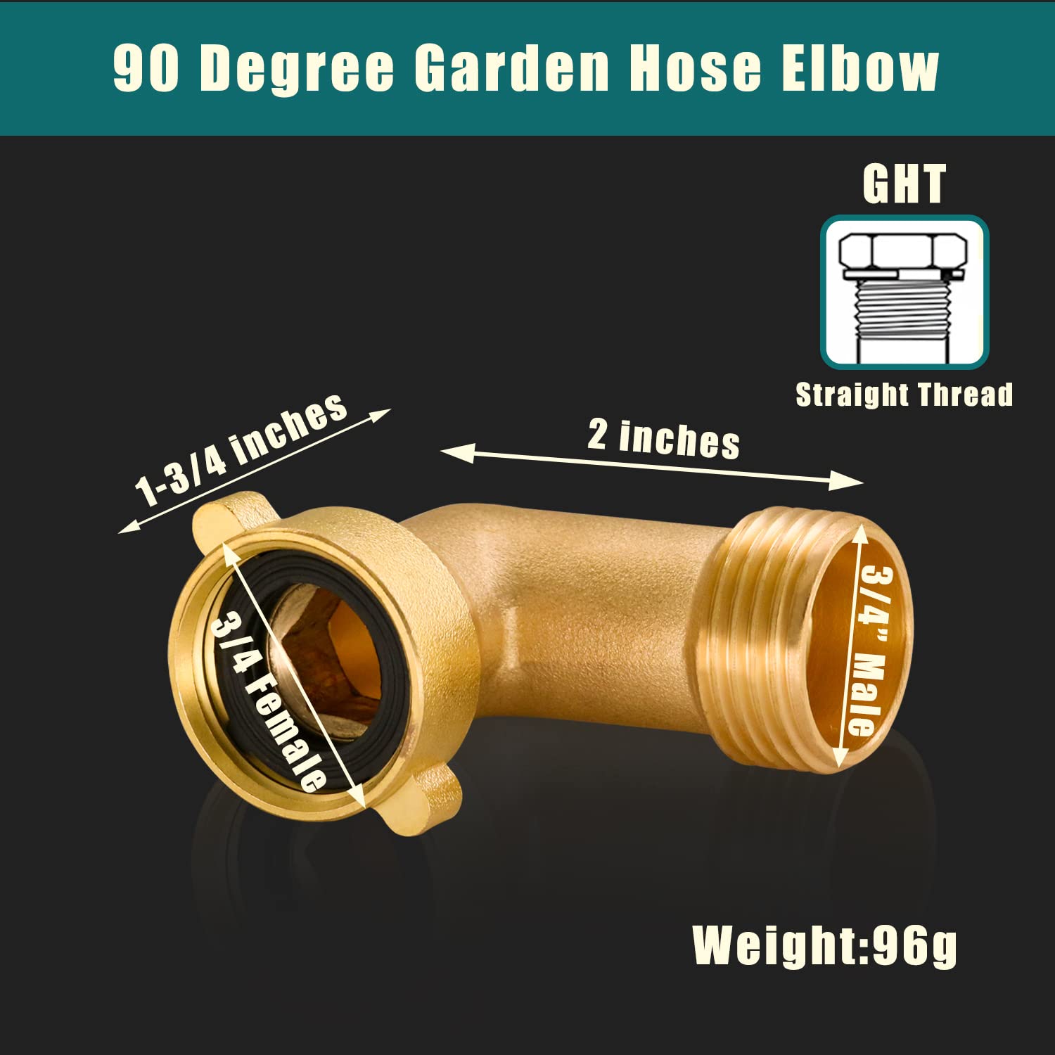 Brass-Garden-Hose-Elbow-Connector, 90-Degree-Heavy-Duty-Hose-Elbow, Water-Hose-Elbow-For-Rv, Brass Pipe Fittings Hose Elbow, Water Intake Hose-Adapter-3/4-Inch-Ght-Male-and-Female (1)