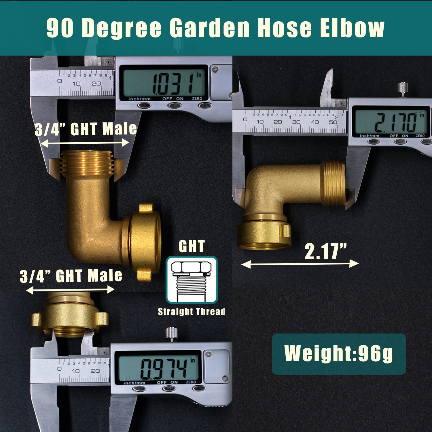 Brass-Garden-Hose-Elbow-Connector, 90-Degree-Heavy-Duty-Hose-Elbow, Water-Hose-Elbow-For-Rv, Brass Pipe Fittings Hose Elbow, Water Intake Hose-Adapter-3/4-Inch-Ght-Male-and-Female (1)