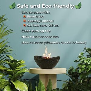 Keystone Peak Firepit - New 2024 - Concrete Tabletop Fire Pit for Indoor and Outdoor - Large Multi-Fuel Fire Bowl (11") - Small Personal Fireplace for Patio Balcony and Coffee Table - Black