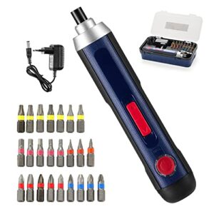 dextra 4v electric power screwdriver, cordless screwdriver set with 25 magnetic bits,mini electronic screw drivers rechargeable,lithium ion battery,led work light,bit holders,storage box,type c cable