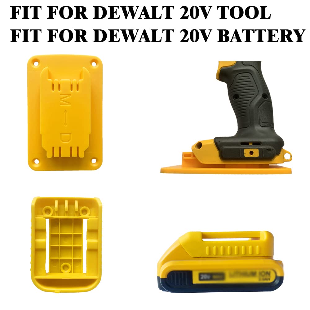 SKCMOX Tool Holders Battery Holders Mount for Dewalt 20V Battery Drill Tool Yellow 10pcs tool holders and 10 pcs battery holders