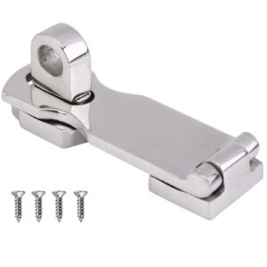 isure marine grade stainless steel 3" heavy duty door hasp with turning padlock eye mount with screws