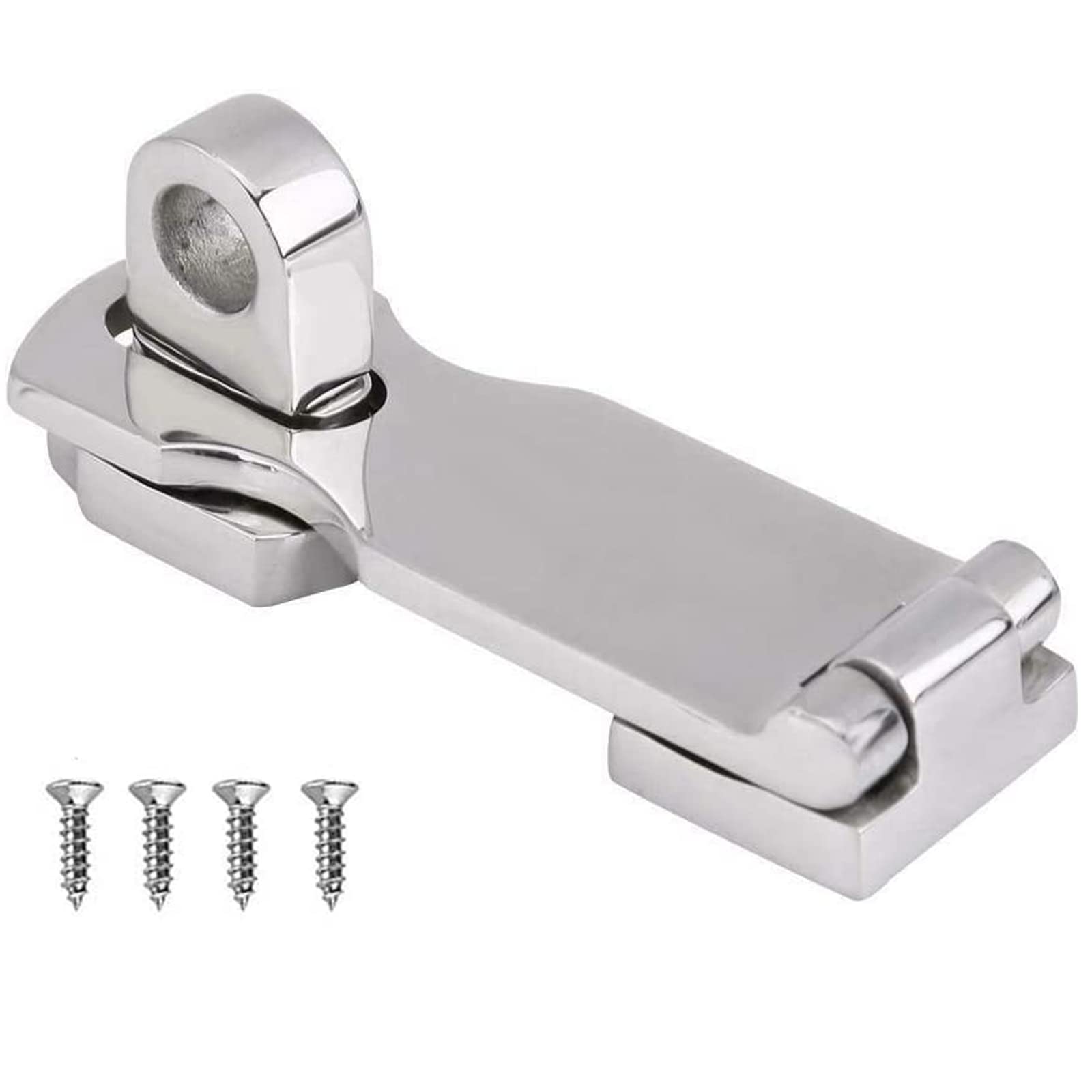 ISURE MARINE Grade Stainless Steel 3" Heavy Duty Door Hasp with Turning Padlock Eye Mount with Screws