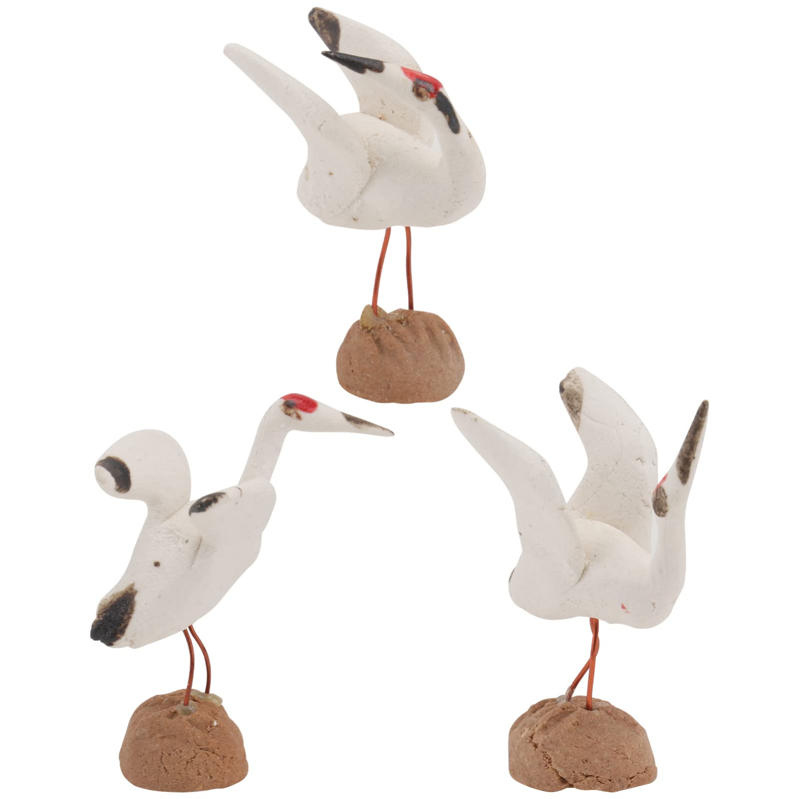 GANAZONO 3pcs White Crane Ornament Bird Figurines Ornament Mini Animal Figurine White Ceramic Houses Zen Garden Statue White Planter Pot Bonsai Ornament Ceramics Artificial Bird Miniature