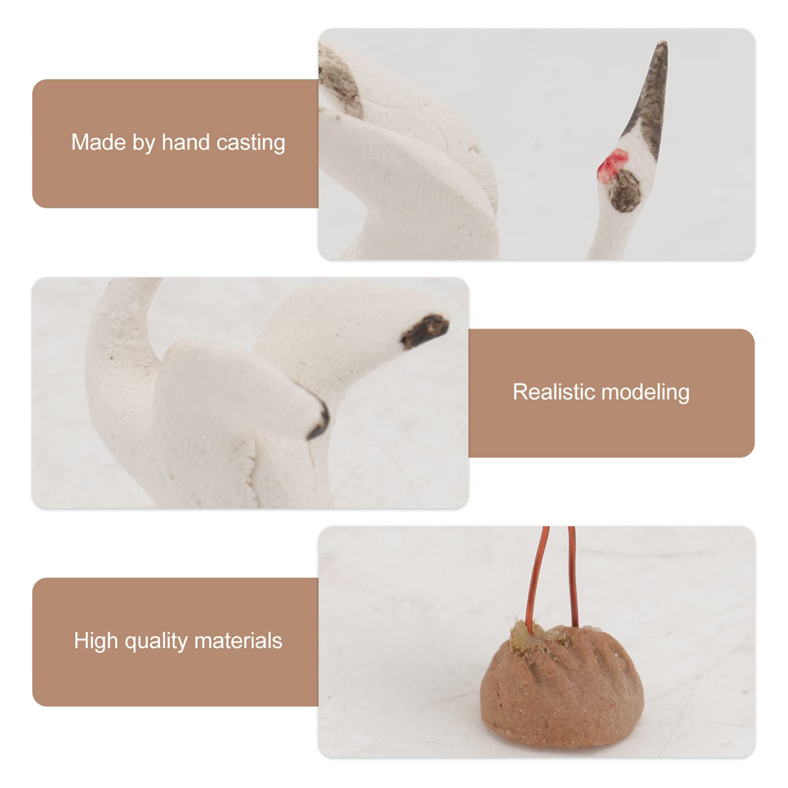 GANAZONO 3pcs White Crane Ornament Bird Figurines Ornament Mini Animal Figurine White Ceramic Houses Zen Garden Statue White Planter Pot Bonsai Ornament Ceramics Artificial Bird Miniature