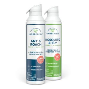 wondercide - mosquito & fly and ant & roach killer aerosol spray bundle - kills bugs with natural essential oils - pet and family safe - for indoor and outdoor areas - 10 oz - 2 pack