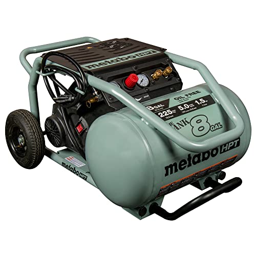 Metabo HPT Air Compressor | THE TANK™ 8-Gal | 225 PSI | 5 CFM @ 90 PSI | Trolley | Oil-Free | EC1315S Gray