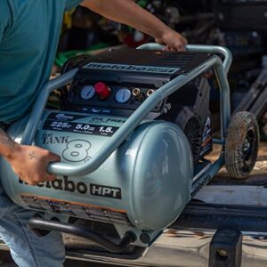 Metabo HPT Air Compressor | THE TANK™ 8-Gal | 225 PSI | 5 CFM @ 90 PSI | Trolley | Oil-Free | EC1315S Gray