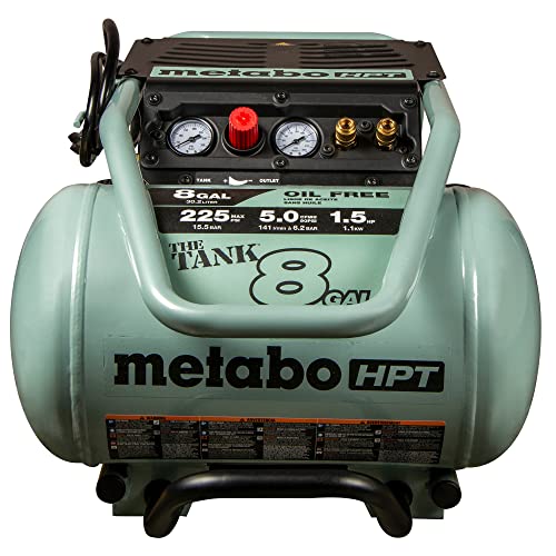 Metabo HPT Air Compressor | THE TANK™ 8-Gal | 225 PSI | 5 CFM @ 90 PSI | Trolley | Oil-Free | EC1315S Gray