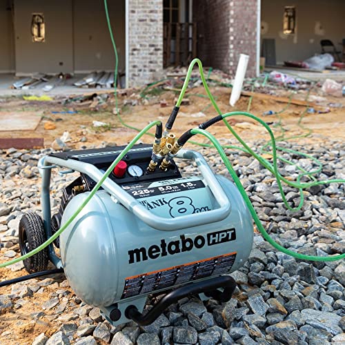 Metabo HPT Air Compressor | THE TANK™ 8-Gal | 225 PSI | 5 CFM @ 90 PSI | Trolley | Oil-Free | EC1315S Gray