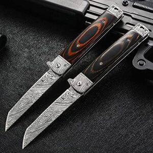 URiver Pocket Knife,G10 handle, With Pocket clip,Material Sharp Satin Blade, Great for Paring, Brown