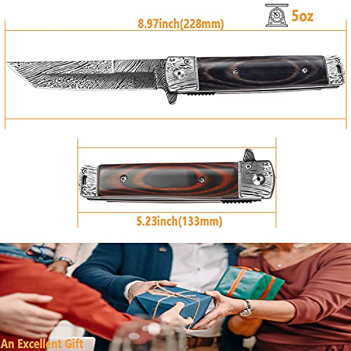 URiver Pocket Knife,G10 handle, With Pocket clip,Material Sharp Satin Blade, Great for Paring, Brown