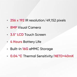 HIKMICRO Thermal Camera Pocket2 256 x 192 IR Resolution Thermal Imaging Camera with 8MP Visual Camera, 25 Hz, Wi-Fi, 3.5" Touch Screen Thermal Imager, IP54, -4°F~752°F