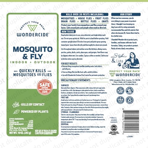 Wondercide - Mosquito and Fly Aerosol Spray - Fly, Gnat, Flying Bug, Mosquito Killer with Natural Essential Oils - Quick Kill for Outdoor and Indoor Areas - Pet and Family Safe - 10 oz - 2 Pack