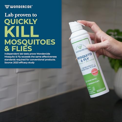 Wondercide - Mosquito and Fly Aerosol Spray - Fly, Gnat, Flying Bug, Mosquito Killer with Natural Essential Oils - Quick Kill for Outdoor and Indoor Areas - Pet and Family Safe - 10 oz - 2 Pack