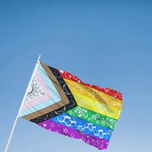 FULAISMGS Pride Flags Large LGBTQ Flag Bisexual Gay Progress Rainbow Flag 3x5FT Garden Outdoor Original Design Cute Print Pattern