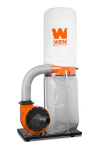 wen dc1300 1,300 cfm 14-amp 5-micron woodworking dust collector with 50-gallon collection bag and mobile base , black