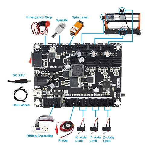 CNCTOPBAOS 2 in 1 CNC 3018 Pro with 5.5W 5500mW Module Offline GRBL Controller DIY Mini CNC Router Kit 3 Axis Desktop Acrylic PVC PCB Wood Milling Engraving Machine Limit Switches Emergency Stop