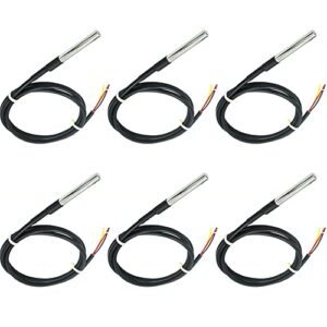 syuab 6pcs ds18b20 1 meter/3.2ft temperature sensor stainless steel encapsulated waterproof digital temperature probe for raspberry pi and arduino