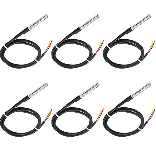 SYUAB 6pcs DS18B20 1 Meter/3.2Ft Temperature Sensor Stainless Steel Encapsulated Waterproof Digital Temperature Probe for Raspberry Pi and Arduino