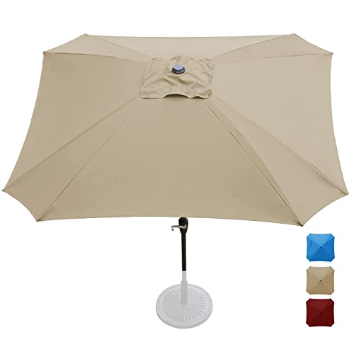 Aoodor Patio Umbrella 8 x 8 ft Market Square Umbrella Water Resistant UV Protection No Base - Brown