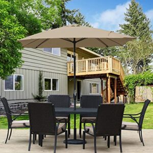 Aoodor Patio Umbrella 8 x 8 ft Market Square Umbrella Water Resistant UV Protection No Base - Brown