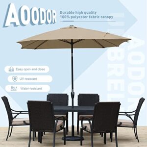 Aoodor Patio Umbrella 8 x 8 ft Market Square Umbrella Water Resistant UV Protection No Base - Brown