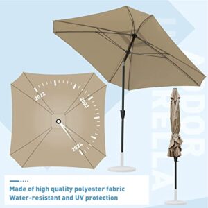 Aoodor Patio Umbrella 8 x 8 ft Market Square Umbrella Water Resistant UV Protection No Base - Brown