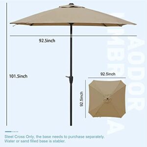 Aoodor Patio Umbrella 8 x 8 ft Market Square Umbrella Water Resistant UV Protection No Base - Brown