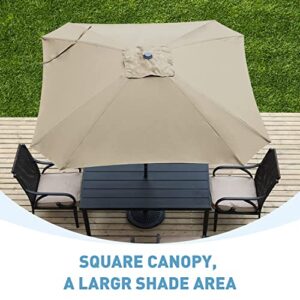 Aoodor Patio Umbrella 8 x 8 ft Market Square Umbrella Water Resistant UV Protection No Base - Brown