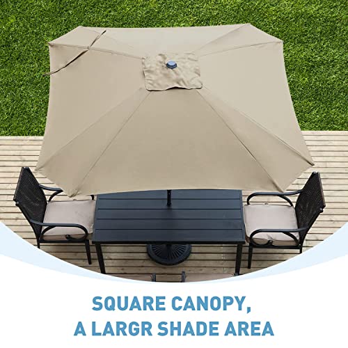 Aoodor Patio Umbrella 8 x 8 ft Market Square Umbrella Water Resistant UV Protection No Base - Brown