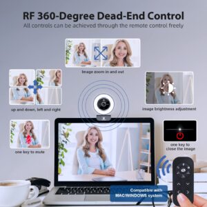 Vitade Zoomable Webcam with Remote Control, 1080P 60FPS Streaming Webcam with Ring Light and Microphone, Pro USB Webcam with 5X Digital Zoom Built in Privacy Cover for Zoom/Skype Teams/PC/Laptop/Mac