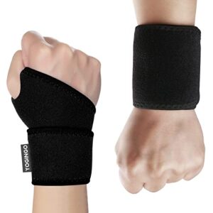 yogingo 2 pack wrist brace for right&left hand - wrist wraps for men&women - adjustable wrist band for sports protecting/tendonitis pain relief/injury recovery/daily work,carpal tunnel wrist brace