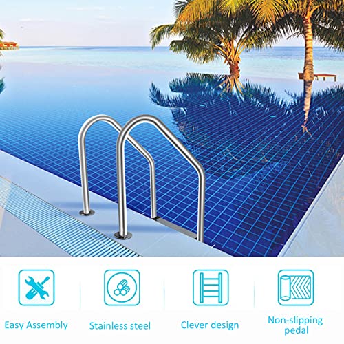 DOEL Swimming Pool Ladder, Non-Slip Steps Ladder, 3-Step In-Ground Stainless Steel Step for Indoor/Outdoor Pool, Easy Assembly and Climbing (3 Step)