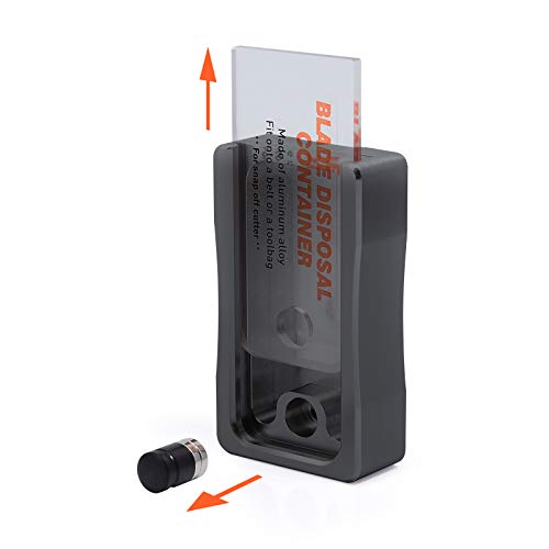 FOSHIO Blade Disposal Container, Grey Aluminum Alloy Magnetic Storage Box with Convenient Hanging Clip, Snap off Blades 9mm 18mm Safely Dispose of Used Blade Case
