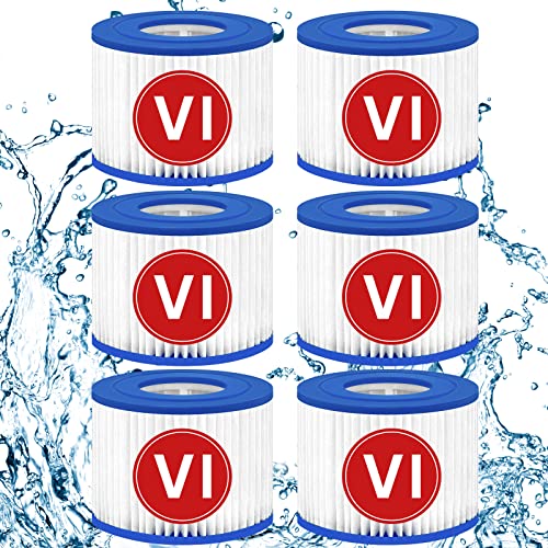 Hidreams 6 Pack Type VI Spa Filters, Hot Tub Filter Pool Filter Cartridge Replacement for Coleman SaluSpa, Bestway, Lay-Z-Spa