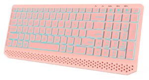 backlit bluetooth keyboard for mac/ windows, multi device ergonomic wireless rechargeable mac keyboard with 7-colors lights compatible with windows, mac os, android, macbook air/pro, tablet-pink