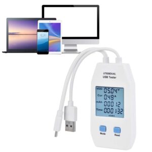 Digital USB Tester Power Capacity Tester Meter Voltmeter Ammeter LCD ABS Meter (UT658 Dual)