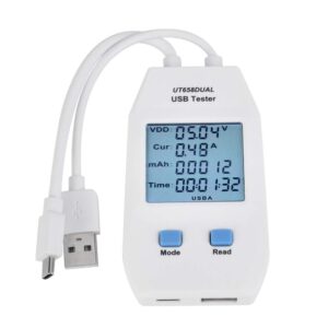 Digital USB Tester Power Capacity Tester Meter Voltmeter Ammeter LCD ABS Meter (UT658 Dual)