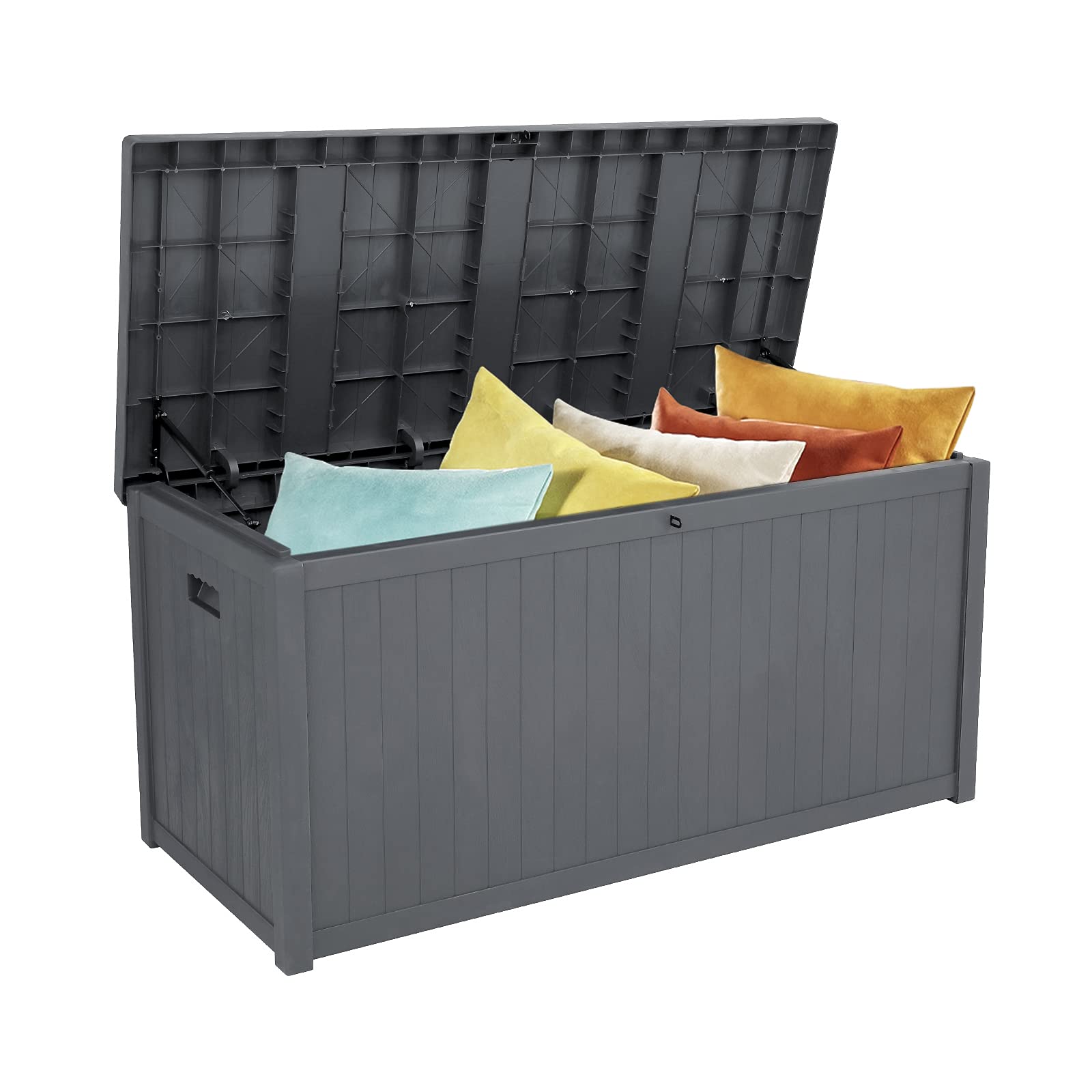 Outvita Outdoor Patio Garden Deck Storage Box, 113 Gallon Durable Storage Container Bin for Patio Cushions, Pool Toys and Yard Stools (Gray)