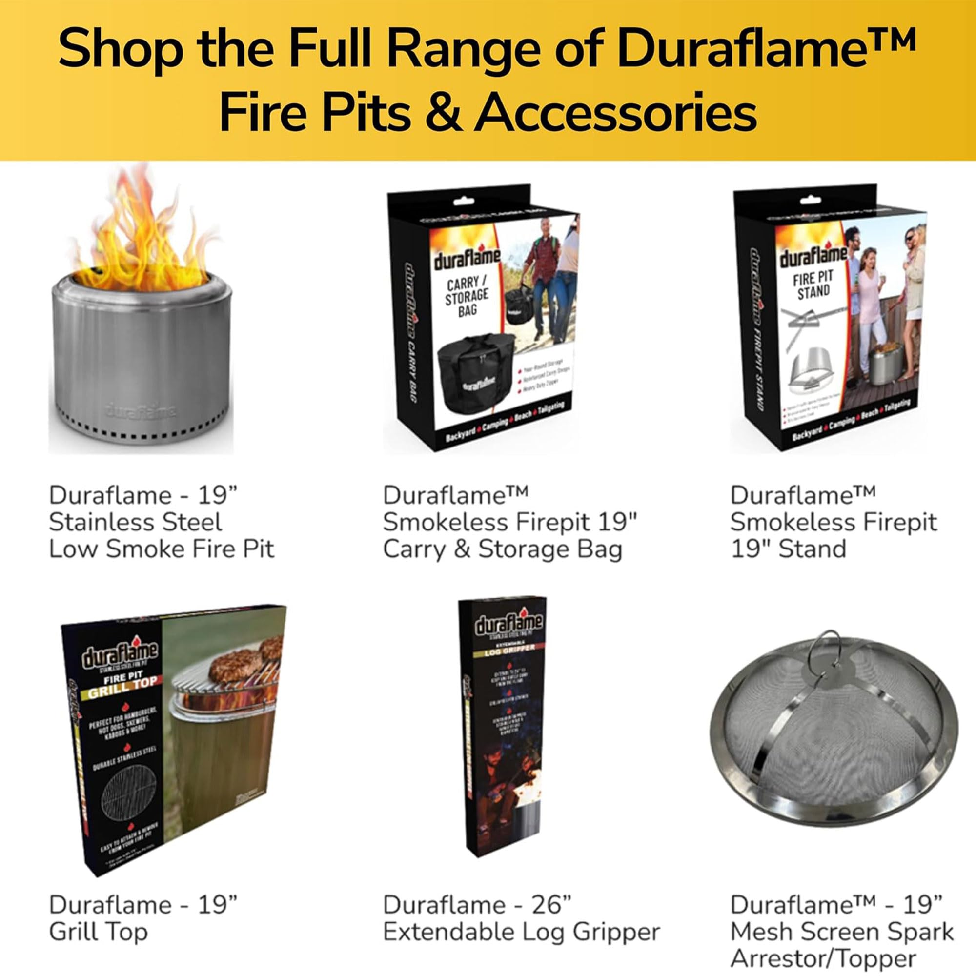 Duraflame 19.5 Inch Smokeless Fire Pit with Double Walled Technology and Removable Grate for Backyard Entertainment, Camping, and Tailgating, Silver